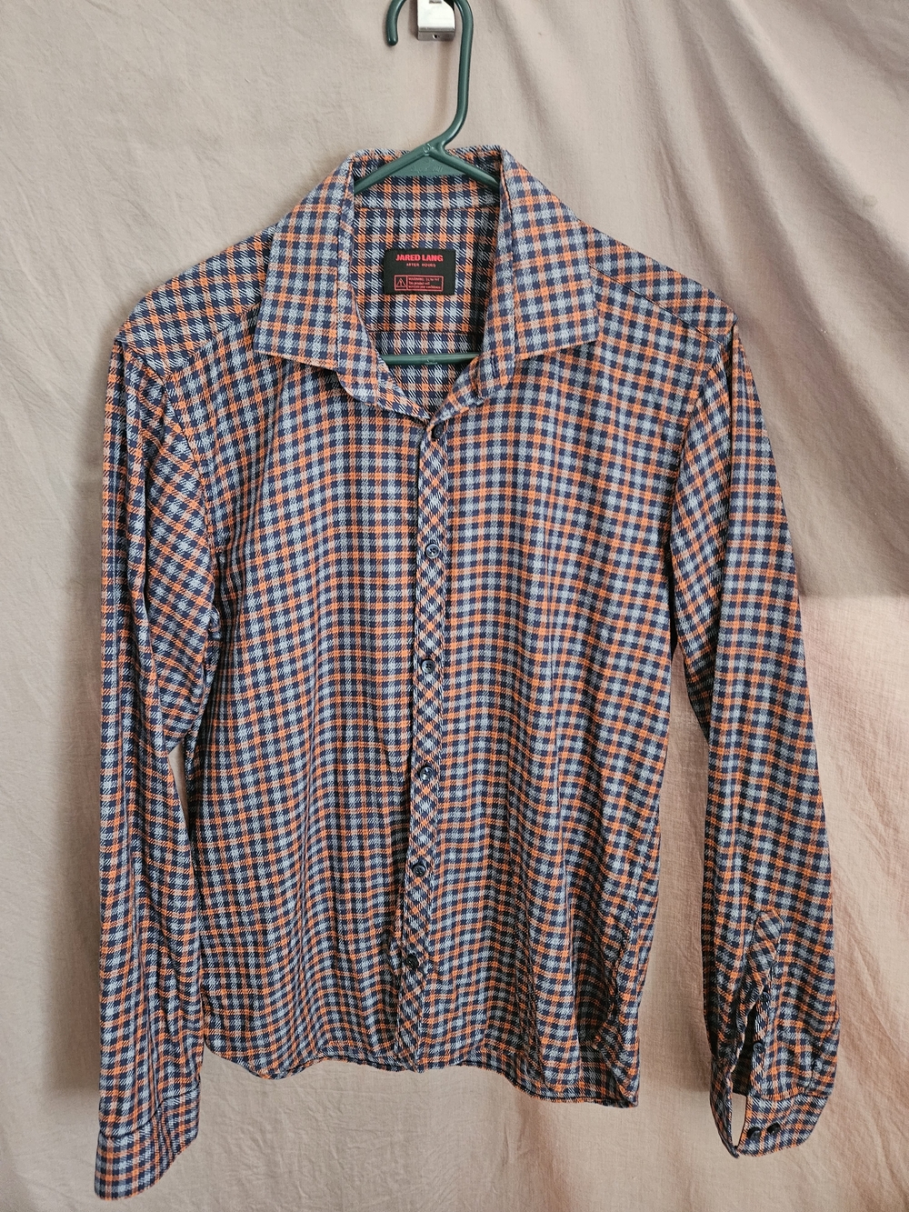 Jared Lang Blue & Orange Plaid Button-Down Shirt